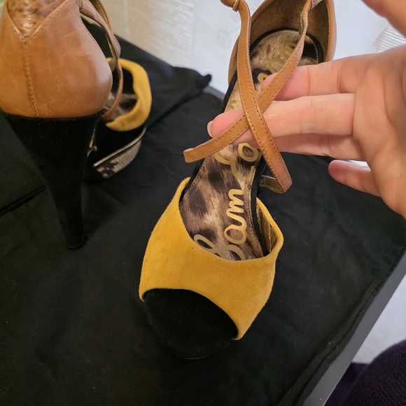 Sam Edelman Brown and Yellow Platform Sandals - Picture 7 of 7